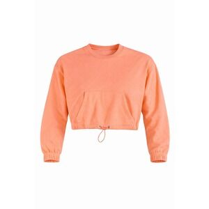 ROMA CONCEPT Peach Pink Cropped Drawstring Sweatshirt Size L